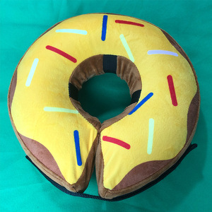 Collar Isabelino Inflable de Nailon para Perros - Protección Anti-Lamido, Diseño de Donut Suave en Colores de Dibujos Animados, Tamaño Ajustable - Product Image 5