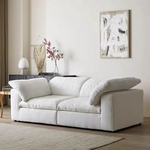 Modern Minimalist Living Room Furniture Sponge Down Filling Modular Cloud Cotton Linen Fabric - Product Image 3