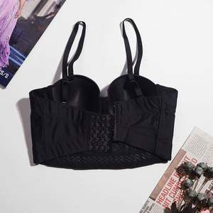 Top court à perles fines pour femme, Corset de soirée, haut court avec soutien-gorge intégré, à porter à l'épaule dénudée - Product Image 5