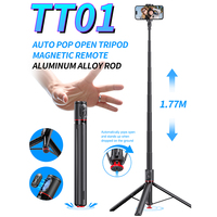 Trépied perche à selfie automatique TT01 avec télécommande, pliable, télescopique, ouverture automatique, magnétique, pour diffusion en direct