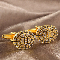 Vente en gros de boutons de manchette de luxe personnalisés pour hommes plaqué or écaille de tortue cristal diamant costume d'affaires mariage smoking bouton cadeaux
