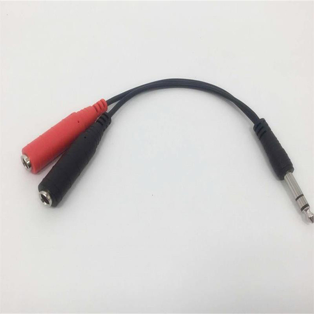 3.5mm TRS to Dual 6.35mm Female 3.5mm 1/8" TrS to Dual 6.35mm 1/4" TS Mono Splitter Audio Cord Cable