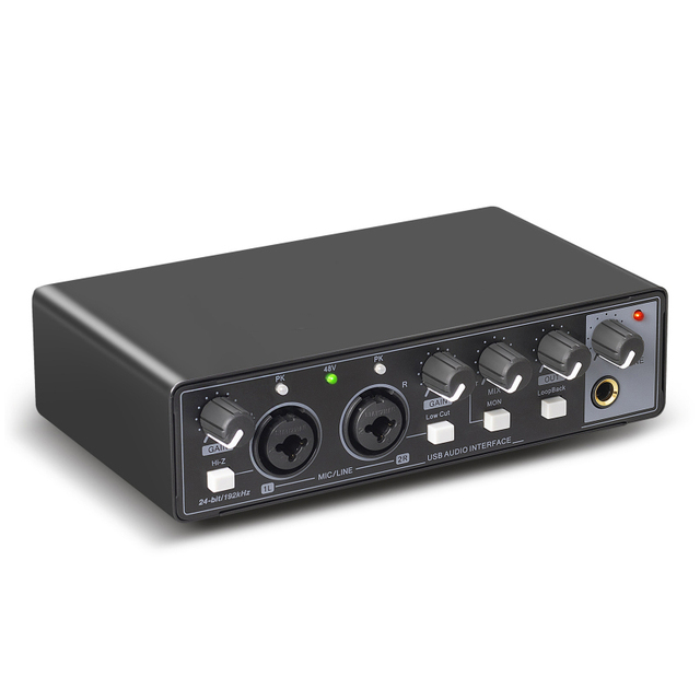 Professional 2-Channel USB Sound Card Audio Interface With High Resolution Conversion for Studio Monitoring and Live Mixing
