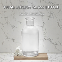 Bouteille diffuseur d'arômes en verre vide avec bouchon en liège, cylindre givré pour le stockage d'huiles essentielles