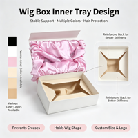 Boîte à perruques de luxe avec logo personnalisé, boîte cadeau en papier avec doublure en satin, boîte d'emballage multicolores pour extensions de cheveux, pour mèches de cheveux humains