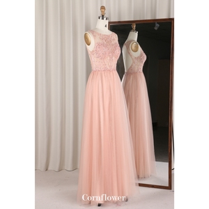 Bán Buôn Hiện Đại Voan Thêu Rắn Satin Màu Hồng Vải Tuyn Khách Trang Phục Chính Thức Đám Cưới Dân Sự Váy Rỗng Trở Lại Nóng Đá Phù Dâu - Product Image 2