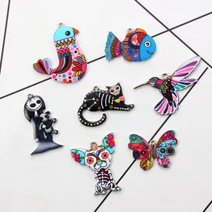 Cute big colorful bird, dog, cat, bannikin alloy charms enamel pendant for necklace jewellery making accessories for ladies