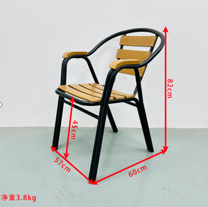 Modern <b>Aluminum</b> Frame Wood <b>Table</b> Set Slatted Chairs 4 Seater Commercial Outdoor Restaurant Furniture Durable Contemporary Design - Product Image 2