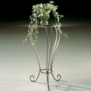Wrought Iron Glass Top Side Table Metal Accent Stool Pedestal <b>Stand</b> for Living Room Bedroom Wedding Decor - Product Image 2