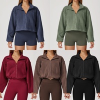 Veste skinny Fit chaude et respirante, coupe-vent, extensible dans les quatre sens, pour femmes, veste de sport de course à pied en polaire à demi-fermeture éclair
