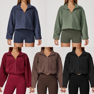 Chaqueta ajustada cálida y transpirable de talla grande para <span class=keywords><strong>mujer</strong></span>, de secado rápido, elástica en cuatro direcciones, a prueba de viento, con media cremallera, Polar, para correr - Product Image 2