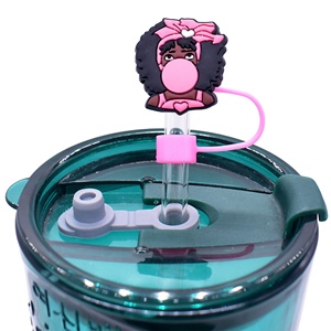 Accessoires de décoration créatifs et personnalisés pour pailles en plastique, bouchons universels souples en colle noire de 10 mm, vente en gros - Product Image 5