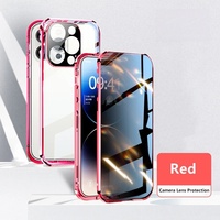 Coque de protection magnétique anti-espion 360° avec objectif d'appareil photo pour iPhone 17 16 15 14 Pro Max, double face en verre