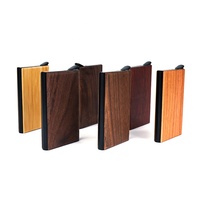 Dompet Kayu Ultra Tipis Wadah Kartu untuk Pria, Wadah Kartu Kayu Alami untuk Pria