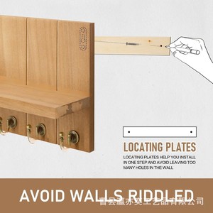 Wooden Wall Mounted Key Rack With <b>Shelf</b> Storage Organizer For Entryway Living Room Decorative <b>Hooks</b> For Keys And Mail - Product Image 5