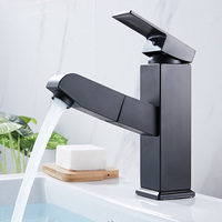 Robinet de lavabo de salle de bain moderne, type extractible, robinet de lavabo à trou unique, robinet mélangeur de lavabo de salle de bain chaud et froid