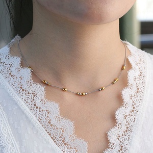 Collar de Acero Inoxidable con Baño de Oro de 18k, Resistente al Agua y al Deslustre, con Cuentas de Arroz y Oliva, para Mujer - Product Image 2