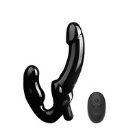 Vibromasseur à sangle sans bretelles à télécommande pour couples, sangle pour lesbiennes, chargeur USB, vibromasseur à double tête