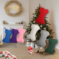 XD-397 chien tricoté grand bas de Noël suspendu en forme d'os