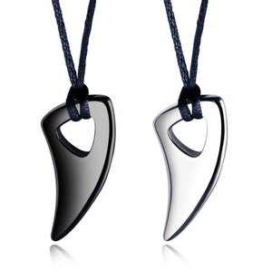Men's Adjustable Black Chain Alpha Spear Tribal Wolf <strong>Teeth</strong> Pendant Necklace Wolf Fang <strong>Tooth</strong> <strong>Charm</strong> Pendant for Men - Product Image 1