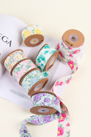 Pita Cetak Motif Bunga 2.5cm 3.8cm untuk Aksesoris Rambut, Hadiah DIY, Bahan Kemasan Bunga