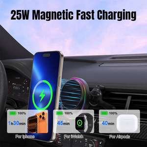 Caricabatterie Magnetico Wireless Flessibile da 25W per Auto, Compatibile con <span class=keywords><strong>iPhone</strong></span> 17 16 15, Ricarica Rapida e Supporto Telefono PD per Cruscotto e Bocchette dell'Aria - Product Image 1
