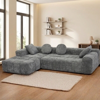 Canapé d'angle en tissu blanc haute densité rembourré en éponge, personnalisé en usine, pour salon, canapé noir pour usage hôtelier