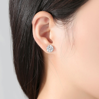 Pabrik CZCITY Grosir Anting Stud Bunga Perak Sterling 925 Bertabur CZ Cubic Zirconia Putih Penuh Perhiasan Wanita Harian Berkualitas Tinggi
