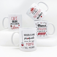 Tasses à café personnalisées en céramique blanche pour la Fête des Mères, imprimées de motifs floraux espagnols, lots en gros pour la vente commerciale, offres groupées