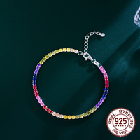 Tourmaline colorée coupe ronde Zircon cubique 925 argent Sterling Tennis main chaîne Bracelets pour femmes bijoux fins accessoires