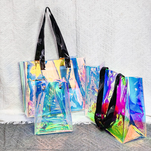 Sac fourre-tout en PVC holographique personnalisé avec poignée Emballage transparent pour le <span class=keywords><strong>shopping</strong></span> et la promotion de cadeaux - Product Image 5