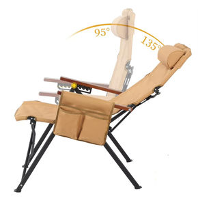 <span class=keywords><strong>Chaise</strong></span> de plage pliable réglable avec appui-tête et poche latérale, <span class=keywords><strong>chaise</strong></span> <span class=keywords><strong>longue</strong></span> portable pour le <span class=keywords><strong>camping</strong></span> en plein air, le pique-nique, la pêche et la terrasse - Product Image 4