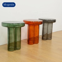 Table basse en verre combinée haute et basse soufflée à la main de conception moderne Table d'appoint de salon de style panneau Petite table à thé