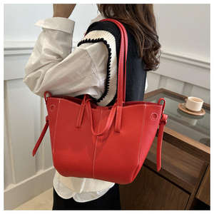 Nouveau sac fourre-tout pour femme de style rétro français, grande capacité, avec motif lychee, doublure en PU, sac à bandoulière - Product Image 2