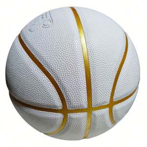 Balón de Baloncesto Personalizado OEM Talla 7 de Cuero PU Blanco con su Logotipo Personalizado, Balón de Partido Estándar - Product Image 1