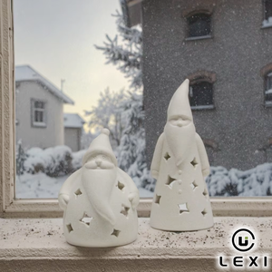Portavelas de Cerámica Gris Estilo Nórdico LEXI con Recortes de Estrellas para Decoración de Mesa Navideña o Regalo Navideño - Product Image 1