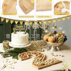 Bamboo 2026 Digital <b>Snack</b> <b>Tray</b> 30cm Solid Wood Serving Plate For Home Use - Product Image 3