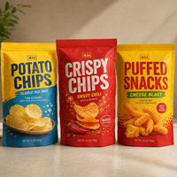 Sachet d'emballage personnalisé imprimé pour snacks, idéal pour chips, biscuits, noix – Sachet refermable de qualité alimentaire avec fenêtre