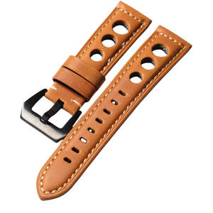 Bracelet de montre en cuir véritable Crazy Horse de haute qualité pour montres de 20 mm, 22 mm, 24 mm, respirant, imperméable, style rallye - Product Image 5