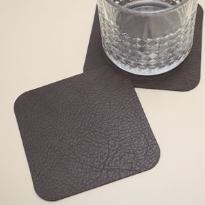 Retro Cowhide Texture <b>Coasters</b> Square Heat Resistant Stain Resistant Easy Clean Mats Pads For Tea Cups And Tea <b>Sets</b> - Product Image 4