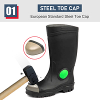 Résistant antidérapant huile acide alcalin résistance CE acier orteil anti-crevaison antistatique étanche PVC sécurité bottes de pluie noir