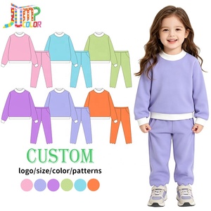Tiaose Set 2 Pezzi per Bambine: <span class=keywords><strong>Felpa</strong></span> Tinta Unita Stile Macaron e <span class=keywords><strong>Pantaloni</strong></span> con Orlo Smerlato, Outfit Quotidiano per Primavera e Autunno - Product Image 1