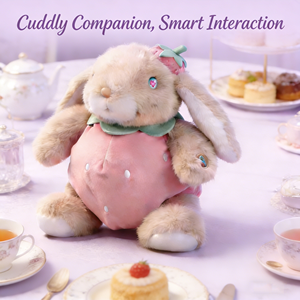 Peluche Lapin Fraise Intelligente IA avec Yeux Animés, Contrôle via App Tuya, Dialogue Multilingue, Jouet Compagnon Éducatif Mignon - Product Image 3