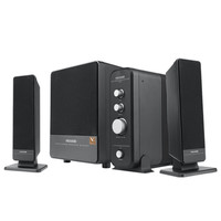 Haut-parleur actif pour ordinateur MaiBo FC570BT avec caisson de basses, 2.0 canaux, ensemble de 2 pièces, sortie 60W, noir et blanc, en bois, sans batterie