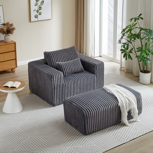 Hiện đại Fluffy <span class=keywords><strong>sofa</strong></span> đơn ngủ ghế nhà máy bán buôn vải to sợi xốp có thể tháo rời chỗ để chân không có lắp ráp trường hội thảo - Product Image 3
