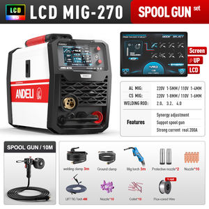Máquina de Soldar <span class=keywords><strong>ANDELI</strong></span> <span class=keywords><strong>MIG</strong></span>-270 LCD 110V/220V con Pistola Spool Gun para Aluminio, <span class=keywords><strong>MIG</strong></span>, MMA, LIFT TIG - Product Image 2