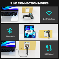 Lecteur de codes-barres 2D QR Eyoyo EY-033 robuste 3 en 1 CMOS PDF417 Code218 filaire sans fil 2.4G BT Bluetooth pour POS