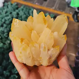 Toptan güzel doğal ham Citrine küme yüksek kalite sarı kristal küme enerji şifa dekorasyon