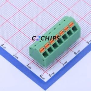 KF250NH-3.81-7P Spring Terminal Block Through hole Component (THT),P=3.81mm Connector 1x7P 3.81mm Green 7P - Product Image 1