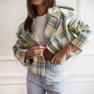 Manteau vintage en laine véritable à double face, à carreaux larges, ample et ajusté, blazer fin, vêtements d'extérieur, manteau pour femmes, costumes pour femmes - Product Image 2